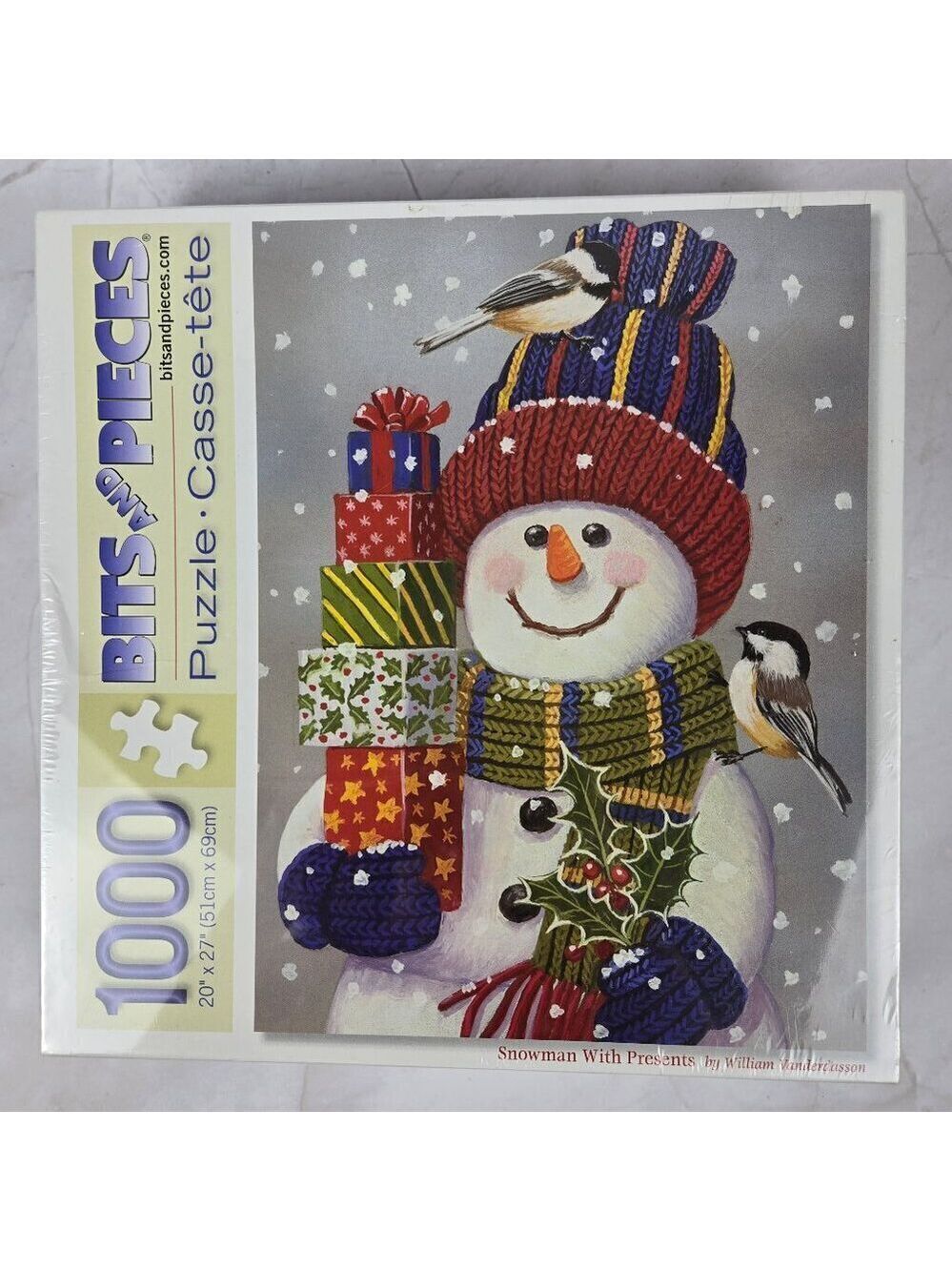 Bits And Pieces "Snowman With Presents" 1000 Piece Jigsaw Puzzle Factory Sealed